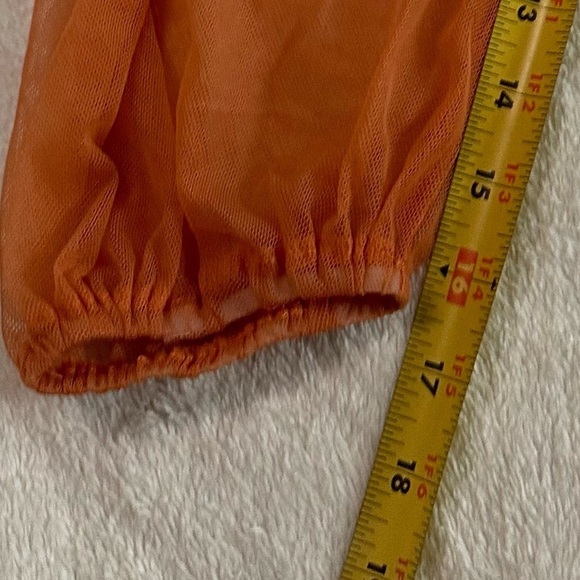 Sky to Moon Orange Puff Sleeves Tulle Crop Top Size M - Picture 9 of 17